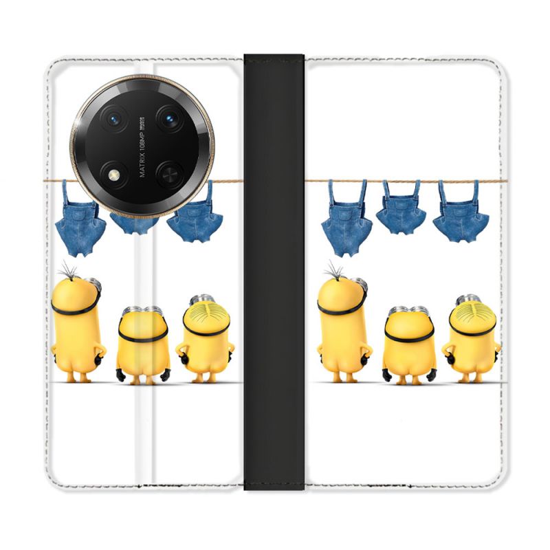 Housse cuir portefeuille Pour Honor Magic 7 Lite 5G Minions Nus
