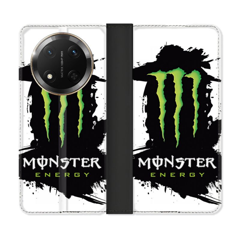 Housse cuir portefeuille Pour Honor Magic 7 Lite 5G Monster Energy Tache