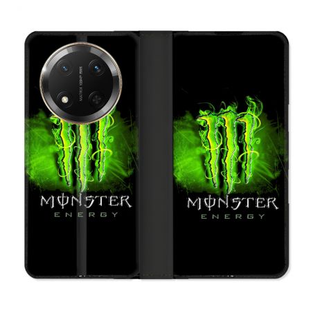 Housse cuir portefeuille Pour Honor Magic 7 Lite 5G Monster Energy Vert
