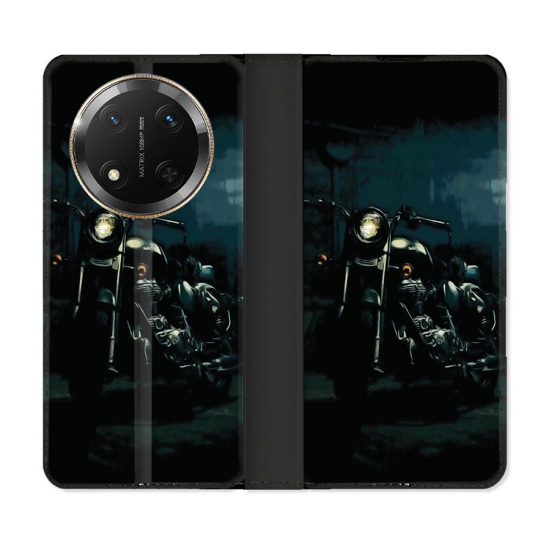 Housse cuir portefeuille Pour Honor Magic 7 Lite 5G Moto Harley Vintage