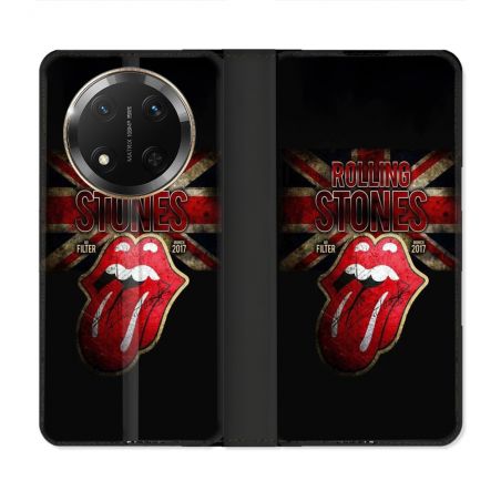 Housse cuir portefeuille Pour Honor Magic 7 Lite 5G Musique Rolling Stones