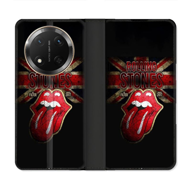Housse cuir portefeuille Pour Honor Magic 7 Lite 5G Musique Rolling Stones