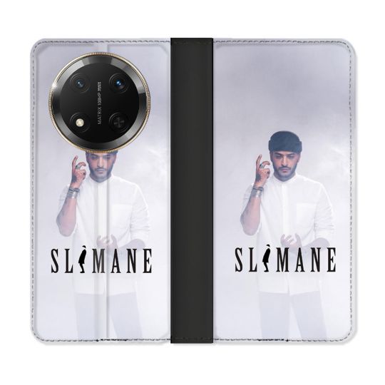 Housse cuir portefeuille Pour Honor Magic 7 Lite 5G Musique Slimane Blanc