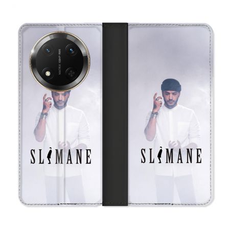 Housse cuir portefeuille Pour Honor Magic 7 Lite 5G Musique Slimane Blanc