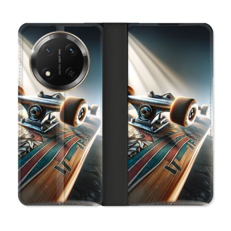 Housse cuir portefeuille Pour Honor Magic 7 Lite 5G Planche Skate