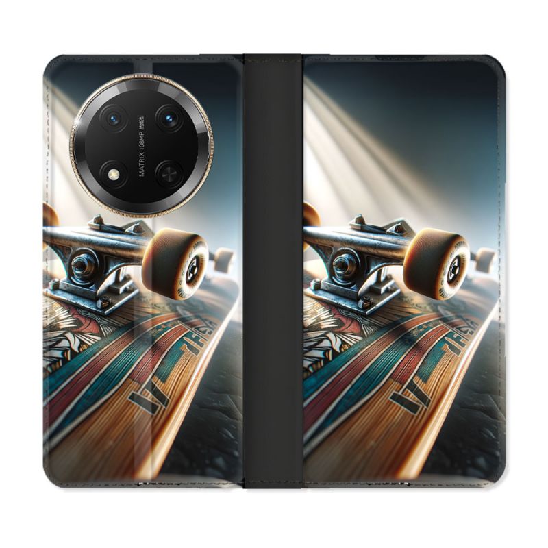 Housse cuir portefeuille Pour Honor Magic 7 Lite 5G Planche Skate