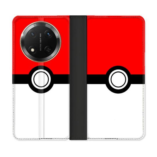 Housse cuir portefeuille Pour Honor Magic 7 Lite 5G Pokemon Pokeball