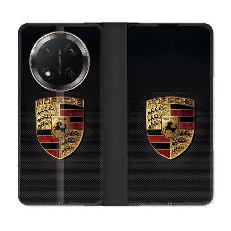 Housse cuir portefeuille Pour Honor Magic 7 Lite 5G Porsche Carbone