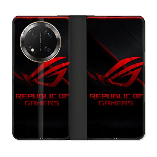 Housse cuir portefeuille Pour Honor Magic 7 Lite 5G ROG Rouge