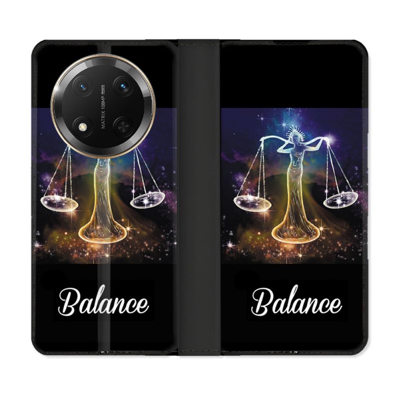 Housse cuir portefeuille Pour Honor Magic 7 Lite 5G Signe Zodiaque 2 Balance