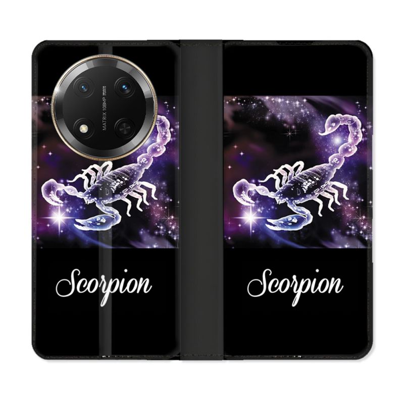 Housse cuir portefeuille Pour Honor Magic 7 Lite 5G Signe Zodiaque 2 Scorpion