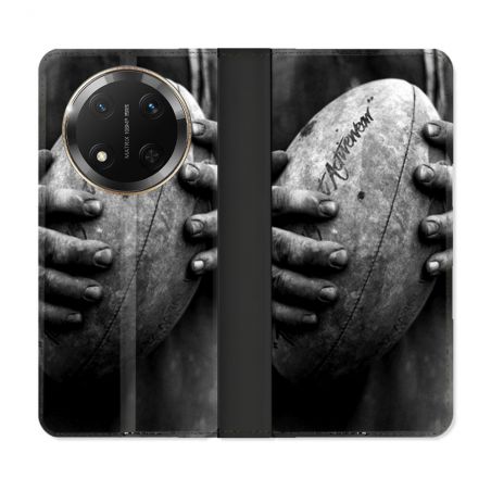 Housse cuir portefeuille Pour Honor Magic 7 Lite 5G Sport Rugby Ballon Vintage