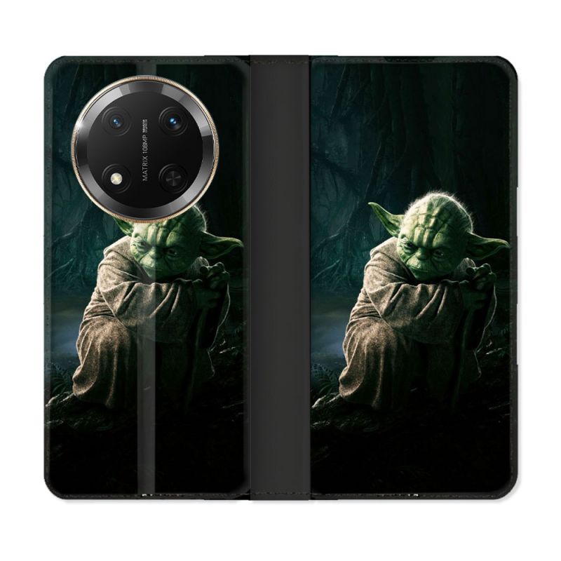 Housse cuir portefeuille Pour Honor Magic 7 Lite 5G Star Wars - Yoda sombre