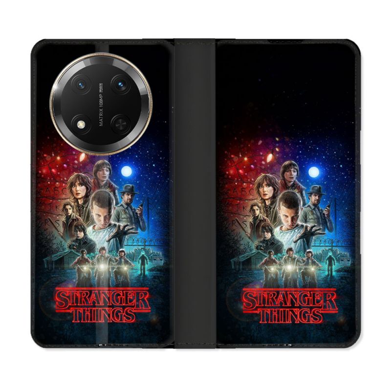 Housse cuir portefeuille Pour Honor Magic 7 Lite 5G Stranger Things Affiche 1