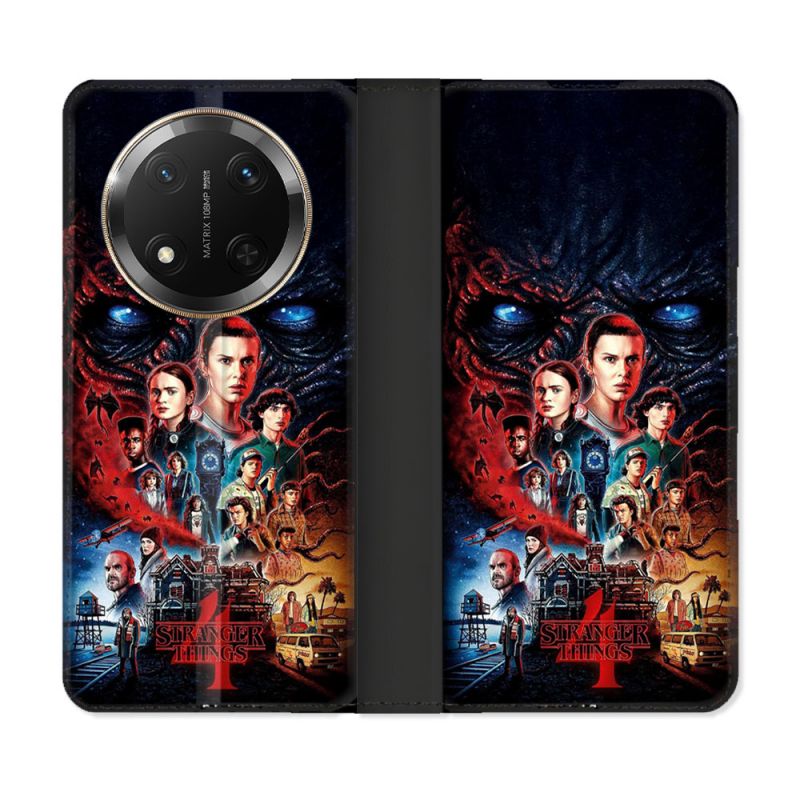 Housse cuir portefeuille Pour Honor Magic 7 Lite 5G Stranger Things Affiche 4