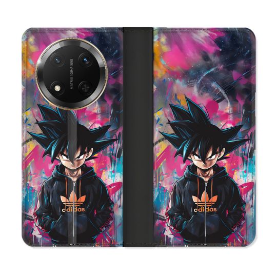 Housse cuir portefeuille Pour Honor Magic 7 Lite 5G Street Art Sangoku