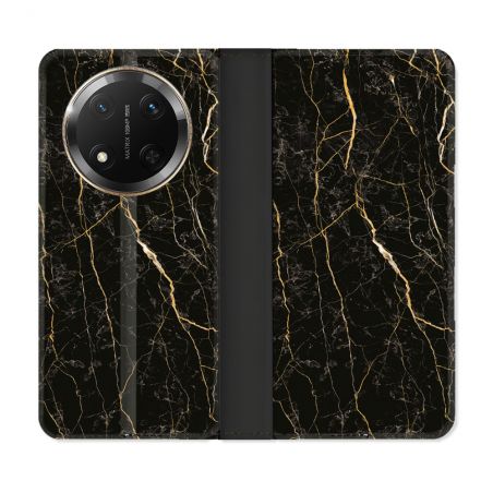 Housse cuir portefeuille Pour Honor Magic 7 Lite 5G Texture Marbre Noir