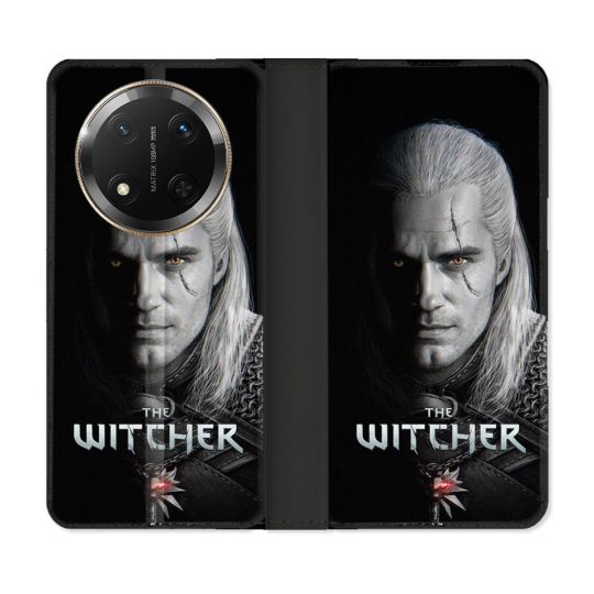 Housse cuir portefeuille Pour Honor Magic 7 Lite 5G The Witcher Noir