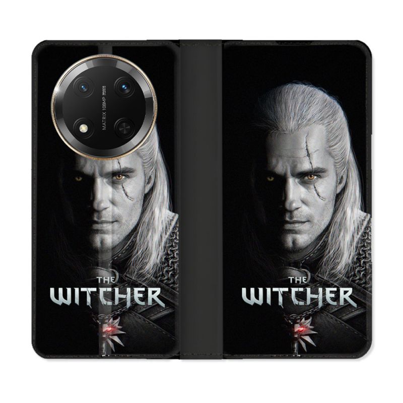 Housse cuir portefeuille Pour Honor Magic 7 Lite 5G The Witcher Noir