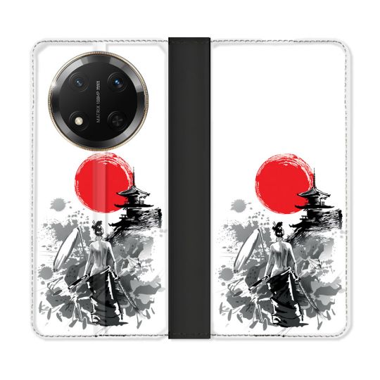 Housse cuir portefeuille Pour Honor Magic 7 Lite 5G Voyage Japon Femme