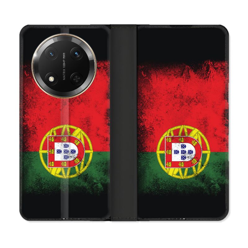 Housse cuir portefeuille Pour Honor Magic 7 Lite 5G Voyage Portugal Drapeau