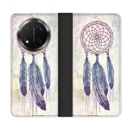 Housse cuir portefeuille Pour Honor Magic 7 Lite 5G Zen Attrape Reve Blanc