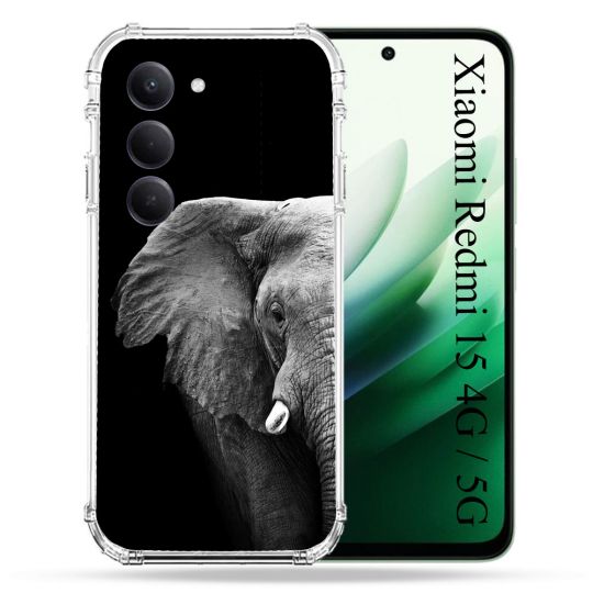 Coque Renforcée Pour Xiaomi Redmi 15 4G Animal Elephant Noir