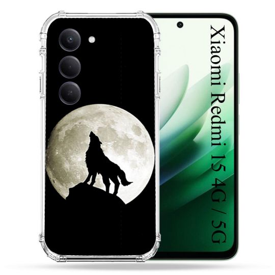 Coque Renforcée Pour Xiaomi Redmi 15 4G Animal Loup Noir