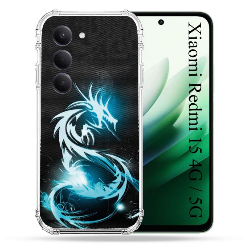 Coque Renforcée Pour Xiaomi Redmi 15 4G Fantastique Dragon Bleu