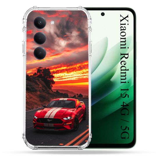 Coque Renforcée Pour Xiaomi Redmi 15 4G Ford Mustang GT500 Rouge