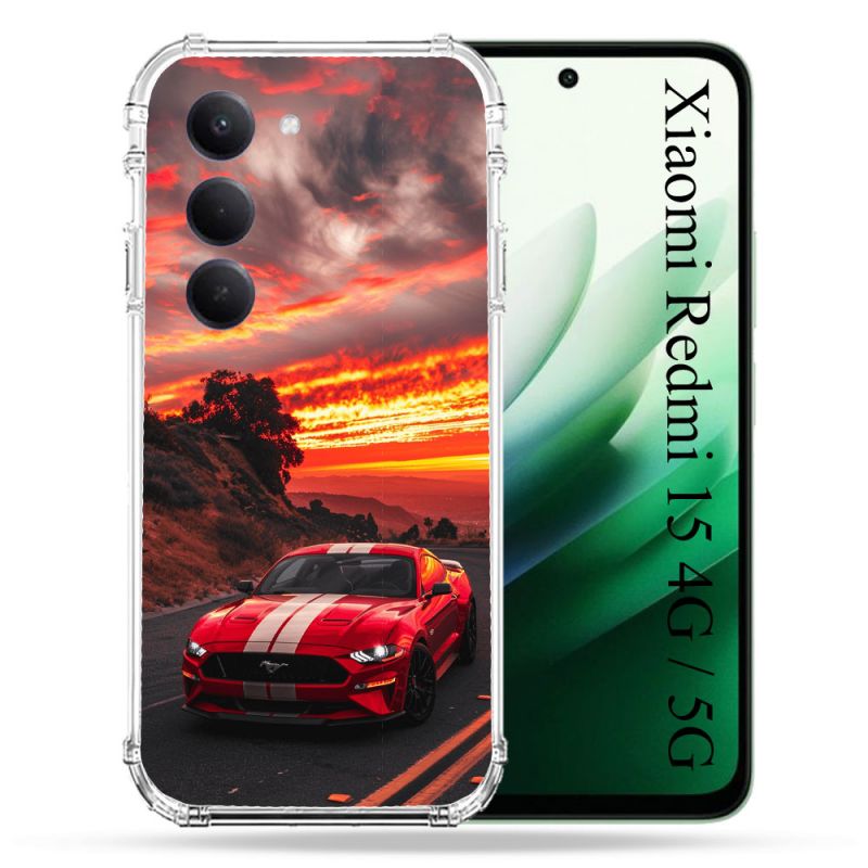 Coque Renforcée Pour Xiaomi Redmi 15 4G Ford Mustang GT500 Rouge