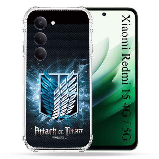 Coque Renforcée Pour Xiaomi Redmi 15 4G Manga Attaque Titans Noir