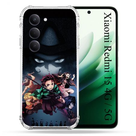 Coque Renforcée Pour Xiaomi Redmi 15 4G Manga Demon Slayer Noir