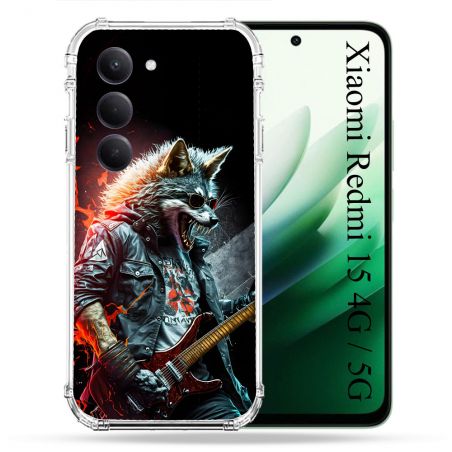 Coque Renforcée Pour Xiaomi Redmi 15 4G Musique Rock Loup