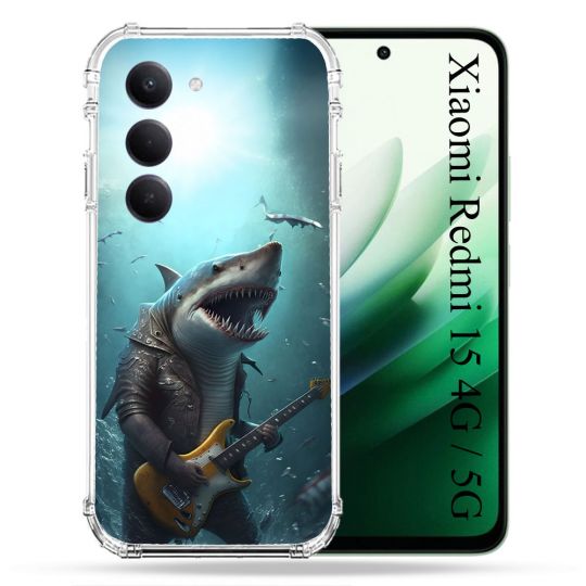 Coque Renforcée Pour Xiaomi Redmi 15 4G Musique Rock Requin