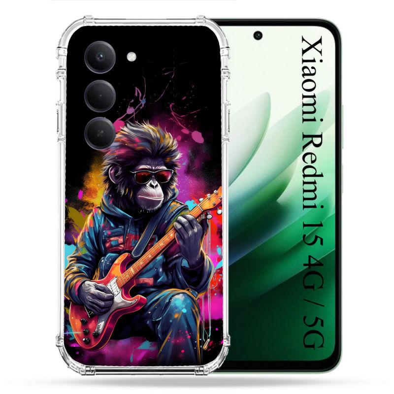 Coque Renforcée Pour Xiaomi Redmi 15 4G Musique Rock Singe