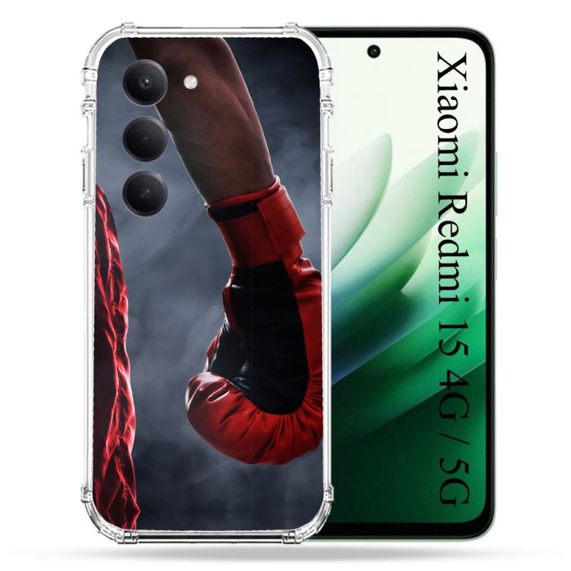 Coque Renforcée Pour Xiaomi Redmi 15 4G Sport Boxe Gant Rouge