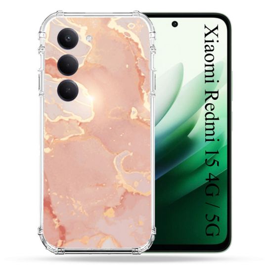 Coque Renforcée Pour Xiaomi Redmi 15 4G Texture Marbre Rose