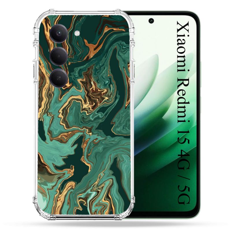 Coque Renforcée Pour Xiaomi Redmi 15 4G Texture Marbre Vert