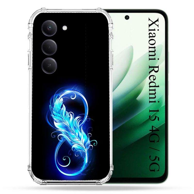 Coque Renforcée Pour Xiaomi Redmi 15 4G Texture Plume Infini Bleu