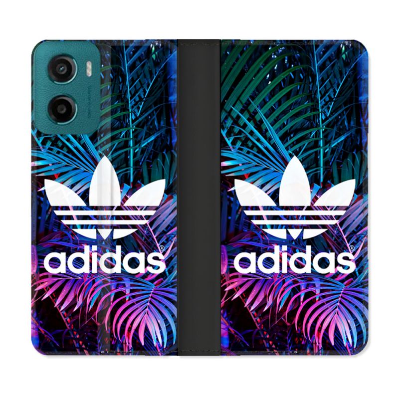 Housse cuir portefeuille Pour Motorola G05 / E15 Adidas Palmier