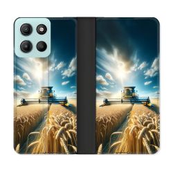 Housse cuir portefeuille Pour Motorola G15 Agriculture Moissonneuse Blé