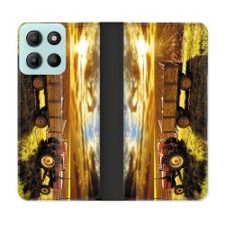 Housse cuir portefeuille Pour Motorola G15 Agriculture Tracteur Color
