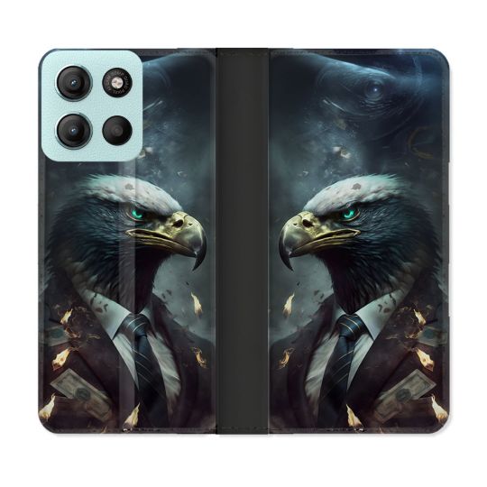 Housse cuir portefeuille Pour Motorola G15 Animal Aigle Business