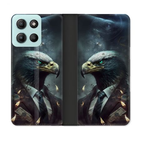 Housse cuir portefeuille Pour Motorola G15 Animal Aigle Business