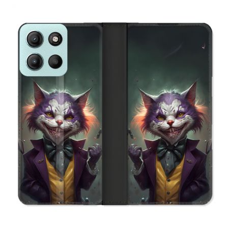 Housse cuir portefeuille Pour Motorola G15 Animal Chat Joker