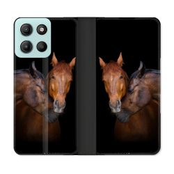 Housse cuir portefeuille Pour Motorola G15 Animal Cheval Marron