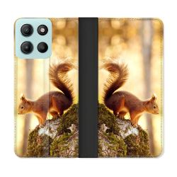 Housse cuir portefeuille Pour Motorola G15 Animal Ecureuil Bois
