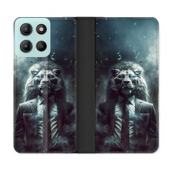 Housse cuir portefeuille Pour Motorola G15 Animal Lion Business