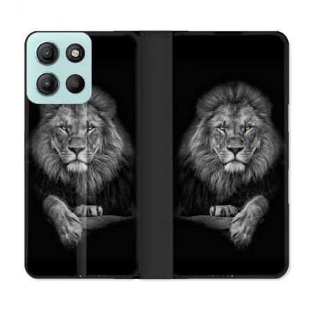 Housse cuir portefeuille Pour Motorola G15 Animal Lion Majestueux